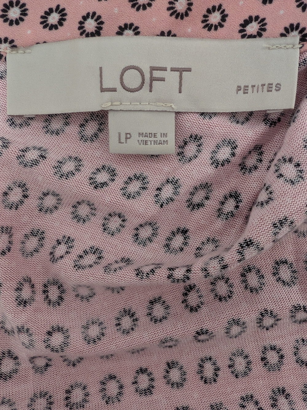 LOFT LP Pink Black Geometric Circle Print Mixed Media Sleeveless Shell Top - Picture 6 of 7